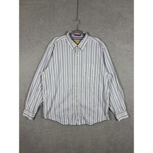 Tommy Bahama Jeans Long Sleeve Button Up Dress Shirt Striped Mens XL Blue
